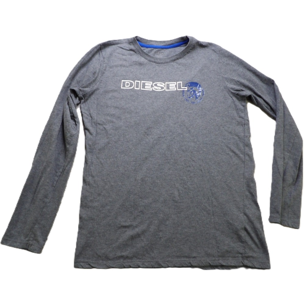 Diesel Kids Gray Graphic Long Sleeve T Shirt Youth XL 16 Only The Brave Logo Tee